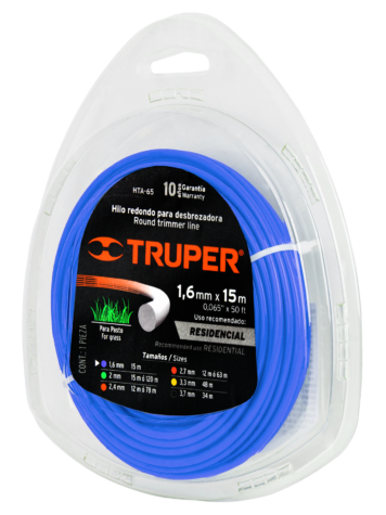 TRUPER Hilo Redondo Para Desbrozadora, 15m Largo, 1.6 mm