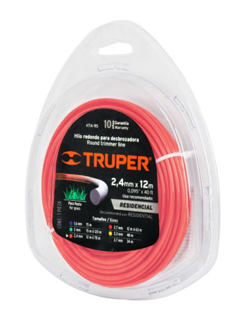 TRUPER Hilo Redondo Para Desbrozadora, 12 m Largo, 2.4 mm