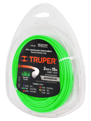 TRUPER Hilo Redondo Para Desbrozadora, 15 m Largo, 2 mm