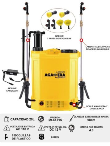 ASPERSORA AGAVERA HIBRIDA (ELECTRICA / MANUAL) (20L) Maqline